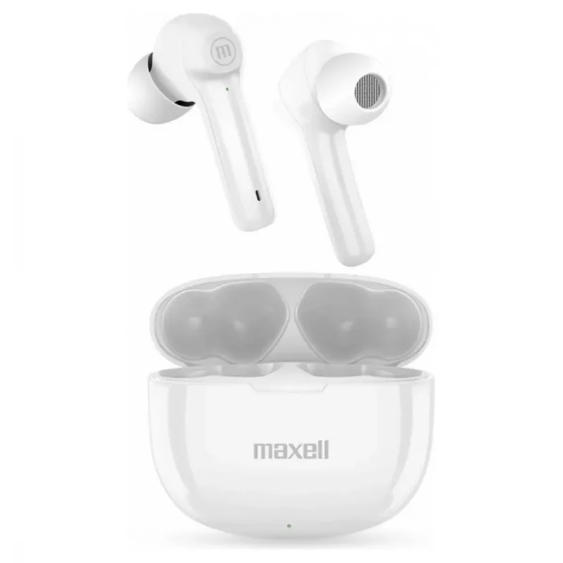 Maxell Dynamic+ belaidės ausinės su įkrovimo dėklu Bluetooth baltos