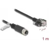 Tinklo kabelis DeLOCK M12 kabelis A-koduotas 8 kontaktų lizdas į RJ45 kištuką Cat5e 1 m juodas