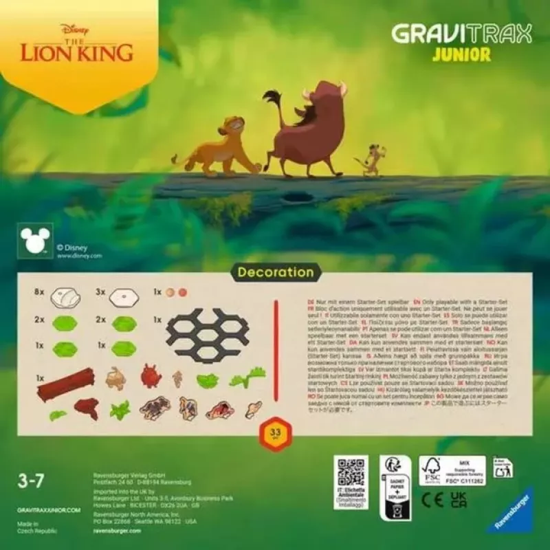 GraviTrax Junior rinkinio papildymas Liūtas Karalius, geležinkelio bėgiai