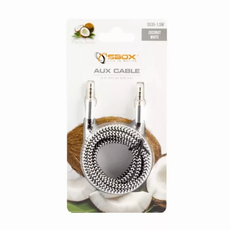Sbox 3535-1.5W AUX laidas 3,5 mm į 3,5 mm Coconut Balta