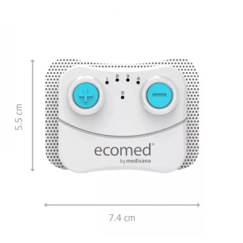 Medisana TT-10E belaidis TENS elektrostimuliatorius — 5 programos, 10 intensyvumo lygių, 2 elektrodai (74×55 mm)