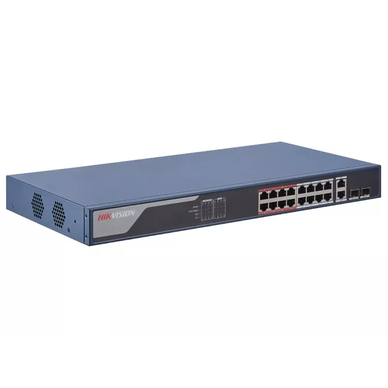 Hikvision DS-3E1318P-EI tinklo jungiklis Valdomas Fast Ethernet (10/100) Power over Ethernet (PoE) 1U Mėlyna