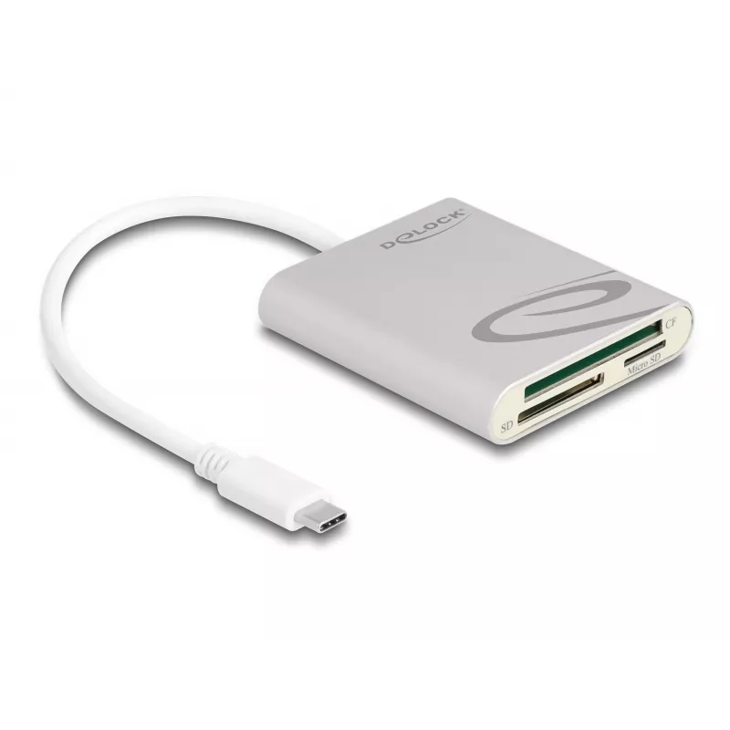 Kortelių skaitytuvas DeLOCK 91005 USB 3.2 Gen 1 Type-C pilkas CF MMC MicroSD
