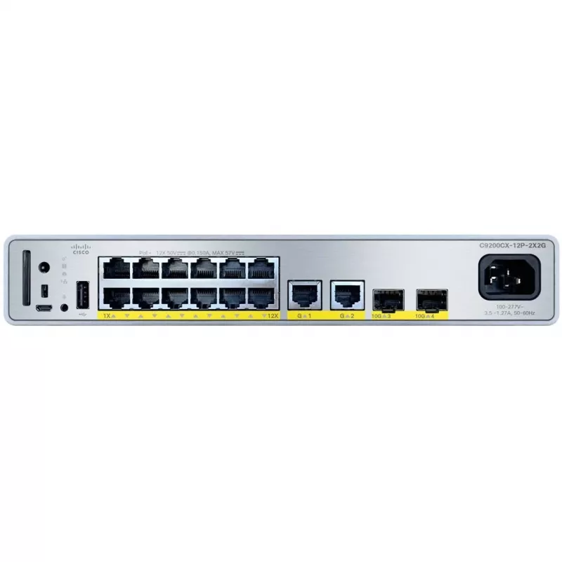 Valdomas tinklo komutatorius Cisco C9200CX-12P-2X2G-A Gigabit Ethernet PoE 14 prievadų