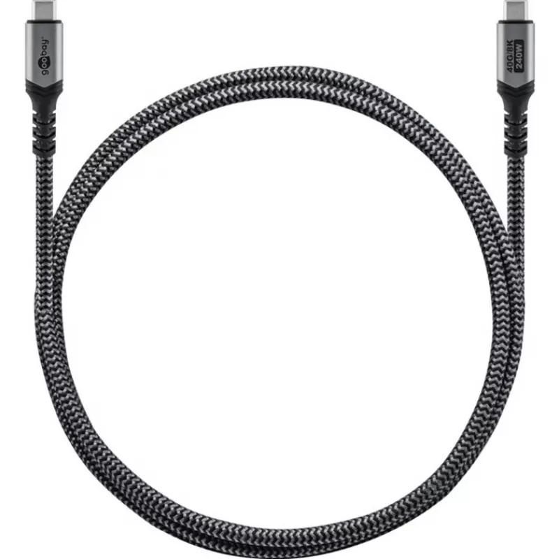 Goobay USB-C laidas su pintu apvalkalu, USB4, 240 W, 40 Gbit/s, Power Delivery, 1,5 m (1,50 m, USB 4.0, 240 W), USB laidas