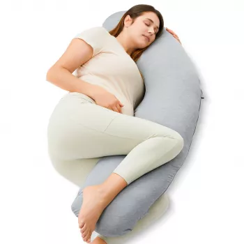 Momcozy PP001 J formos nėščiųjų pagalvė, šviesiai pilka džersio