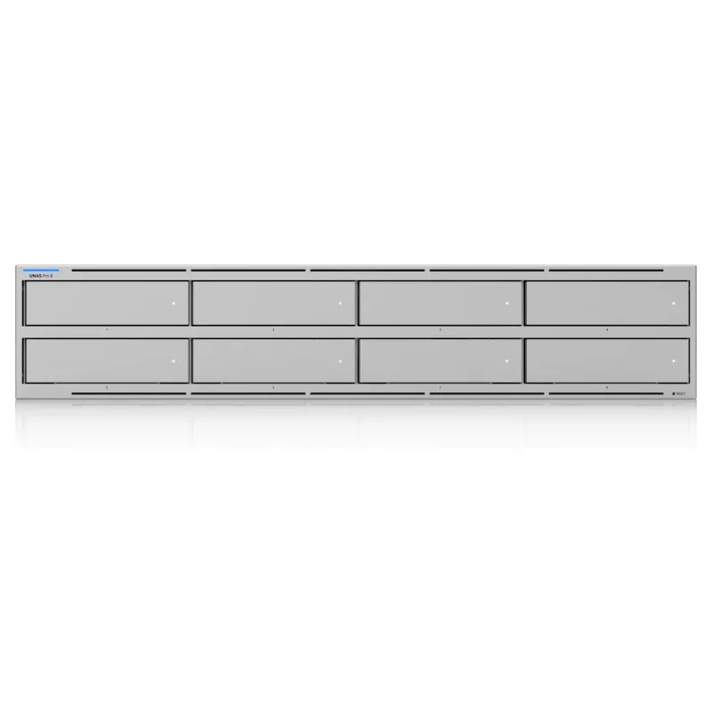Ubiquiti UniFi UNAS Pro 8 tinklo saugykla, 2HE, montuojama į stovą, 10 Gbps, 8x HDD / 2x M.2 lizdai UniFi integracijos (UNAS-PRO-8)