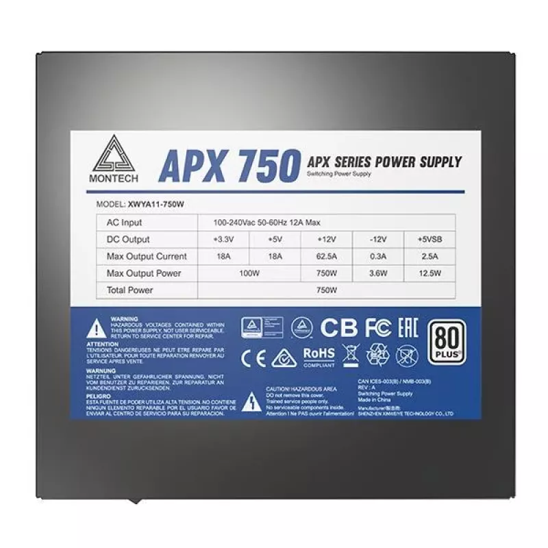 Montech APX750 maitinimo blokas 750 W 20+4 kontaktų ATX ATX juodas