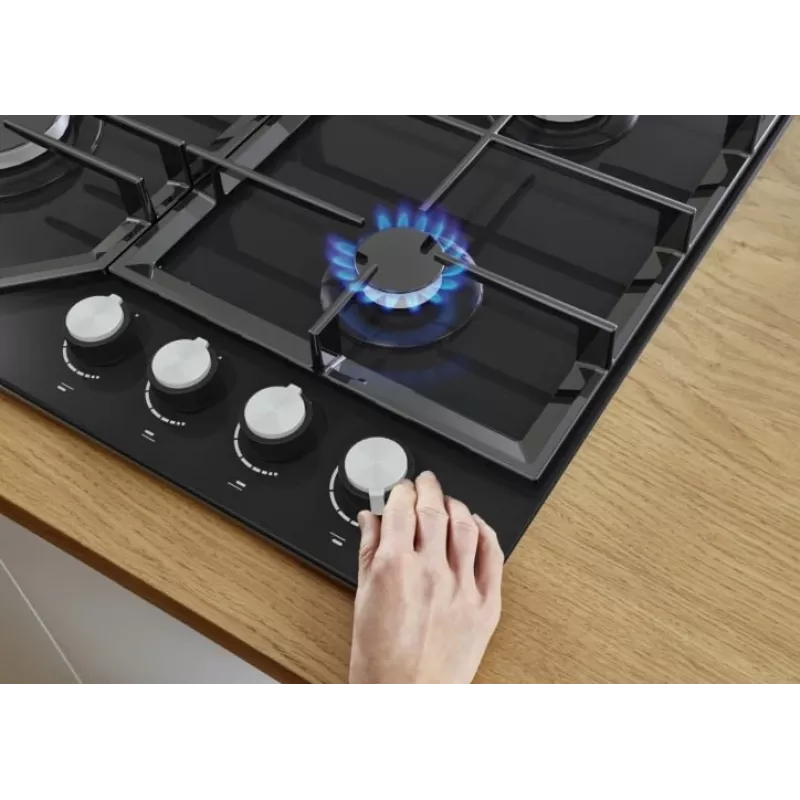 Dujinė kaitlentė Gorenje GT641KB, įmontuojama 60 cm, 4 dujų zonos, grūdintas stiklas, ketaus grotelės, sukamosios rankenėlės