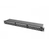Pataisų skydelis 1U LANBERG PPS5-1024-B — 24 prievadų RJ-45 Cat5, metalinis, juodas, montavimas į stovą