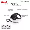 Ištraukiamas pavadėlis Flexi New Classic Cat XS 3 m — laido tipo pavadėlis mažiems augintiniams, juodas, maks. apkrova 8 kg