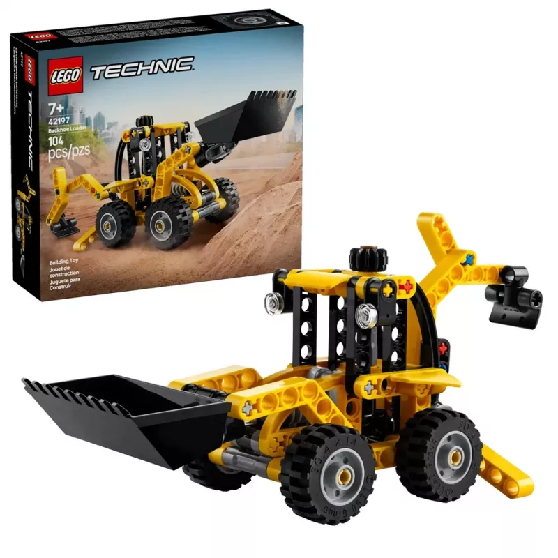 Konstruktorius LEGO Technic Atbulinis krautuvas 42197 — šarnyrinis vairavimas, veikiantis krautuvas, 104 detalės, rekomenduojamas amžius 7+