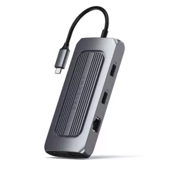 Satechi ST-UCMXAM nešiojamojo kompiuterio dokas / prievadų daugiklis USB 3.2 Gen 1 (3.1 Gen 1) Type-C pilkas