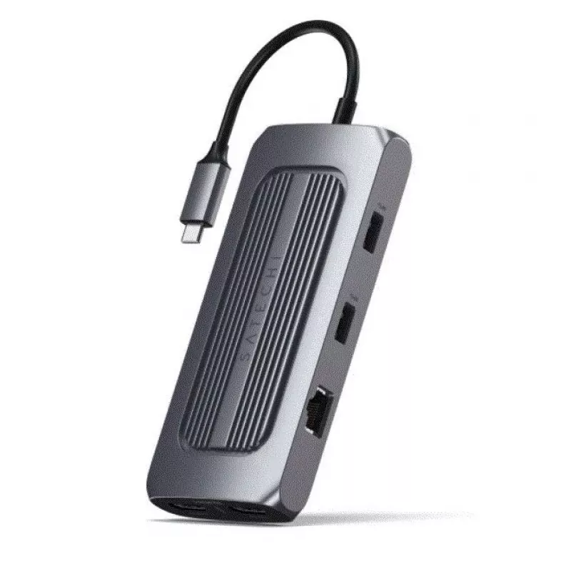 Satechi ST-UCMXAM nešiojamojo kompiuterio dokas / prievadų daugiklis USB 3.2 Gen 1 (3.1 Gen 1) Type-C pilkas
