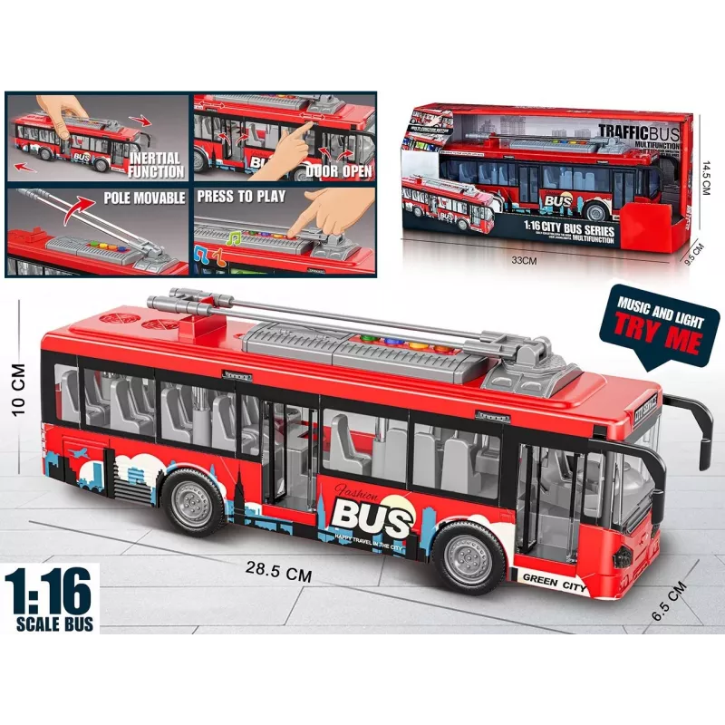 Žaislinis autobusas su šviesomis, garsu ir atidaromomis durelėmis Madej modelis 012865