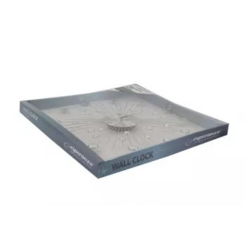 Sieninis laikrodis ESPERANZA EHC002 — mechaninis, apvalus, 50 cm skersmuo, 25 mm gylis, aliuminio rėmas, stiklo gaubtas, nerūdijančio plieno apdaila