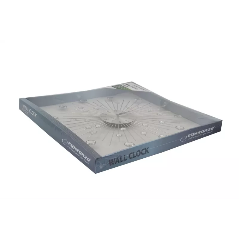 Sieninis laikrodis ESPERANZA EHC002 — mechaninis, apvalus, 50 cm skersmuo, 25 mm gylis, aliuminio rėmas, stiklo gaubtas, nerūdijančio plieno apdaila