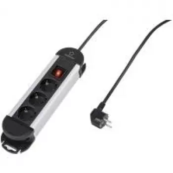 Maitinimo lizdas Renkforce 315A-CMB — 3 lizdų juodas/sidabrinis su jungikliu
