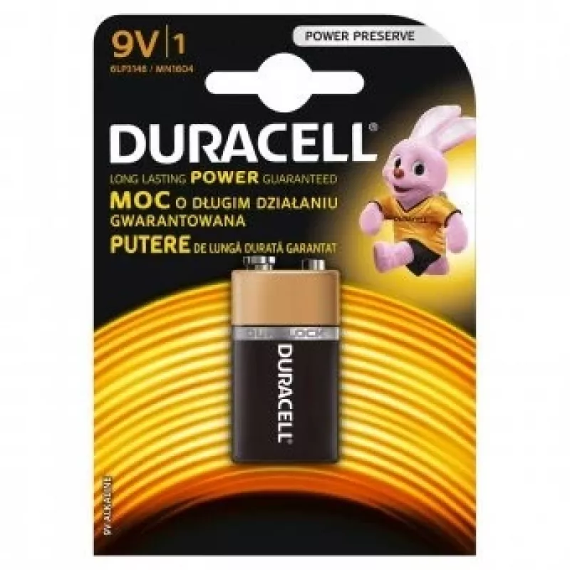 Duracell 9V baterija, vieno vieneto pakuotė 9VDUR BT0009