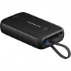 Powerbank 20.000 mAh, integruotas USB-C laidas 13cm, 30 W (juoda, 20 Ah, 1x USB-A, 2x USB-C, PD, QC)