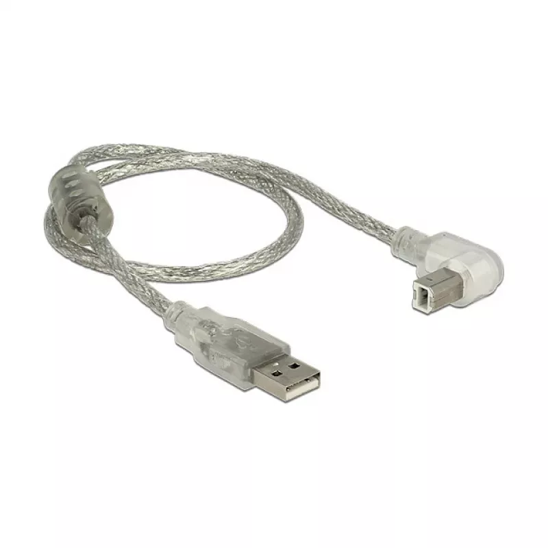 USB laidas DeLOCK 84811 USB 2.0 0,5 m USB A USB B Sidabrinis Skaidrus