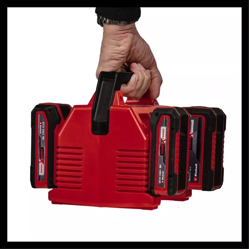 EINHELL Power X-Quattrocharger 4A – universalus Power X-Change įkroviklis, tinkamas 4 akumuliatoriams (LED būsenos indikacija | lygiagretus įkrovimas | greitas įkrovimas | įkrovimo valdymas | atnaujinimo režimas)
