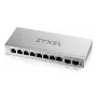 Valdomas L2 gigabito komutatorius Zyxel GS1200-10v3 — 8x Gigabit (10/100/1000), 20 Gbps, MAC 4000, stalinis, pilkas