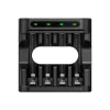 Baterijų įkroviklis XTAR 4 lizdų AA/AAA (Li-ion, NiMH) USB-C, LED indikatoriai, juodas