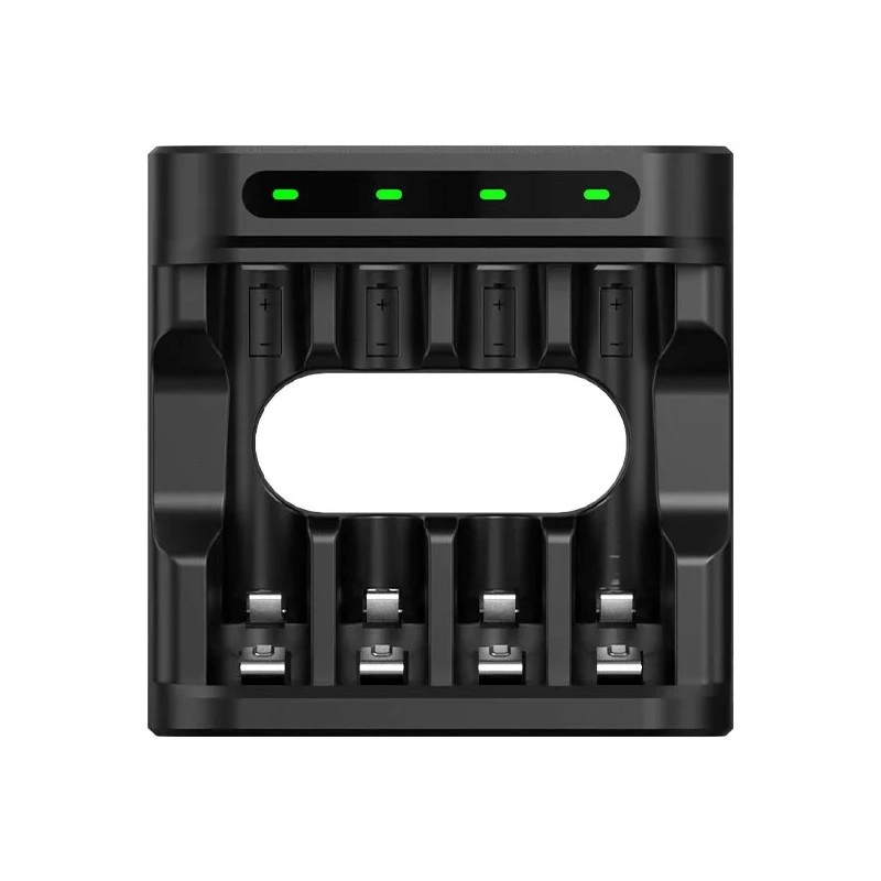 Baterijų įkroviklis XTAR 4 lizdų AA/AAA (Li-ion, NiMH) USB-C, LED indikatoriai, juodas