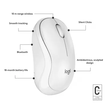Logitech belaidė Bluetooth pelė M240 Silent, balta