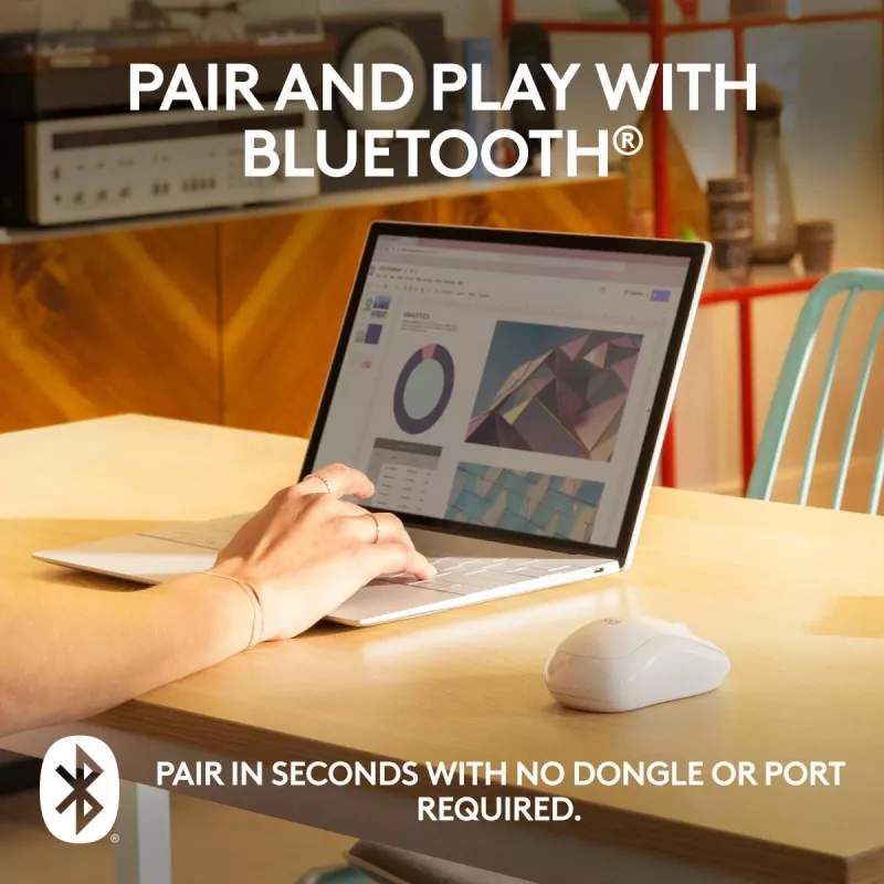 Logitech belaidė Bluetooth pelė M240 Silent, balta