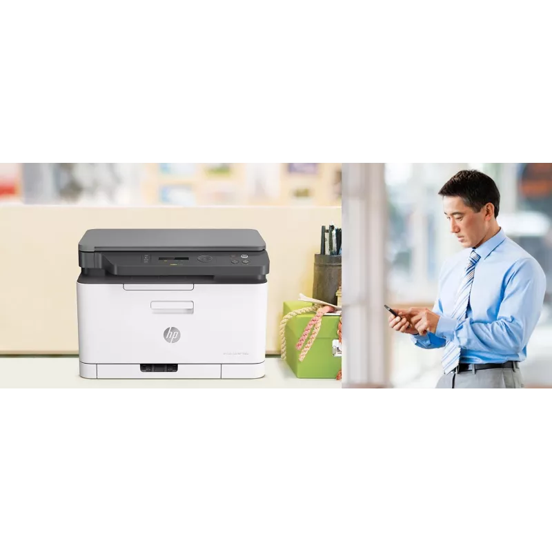 Daugiafunkcis lazerinis spausdintuvas HP Color Laser MFP 178nw — spalvotas spausdinimas, A4, 18 ppm (n/b), „Wi‑Fi“, Ethernet, dvipusis nuskaitymas