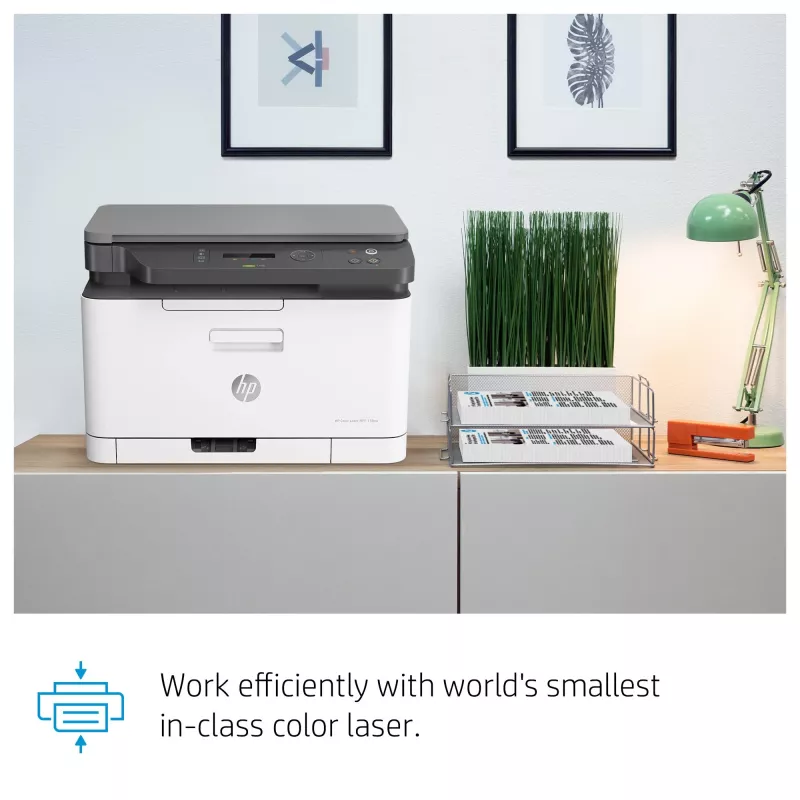 Daugiafunkcis lazerinis spausdintuvas HP Color Laser MFP 178nw — spalvotas spausdinimas, A4, 18 ppm (n/b), „Wi‑Fi“, Ethernet, dvipusis nuskaitymas