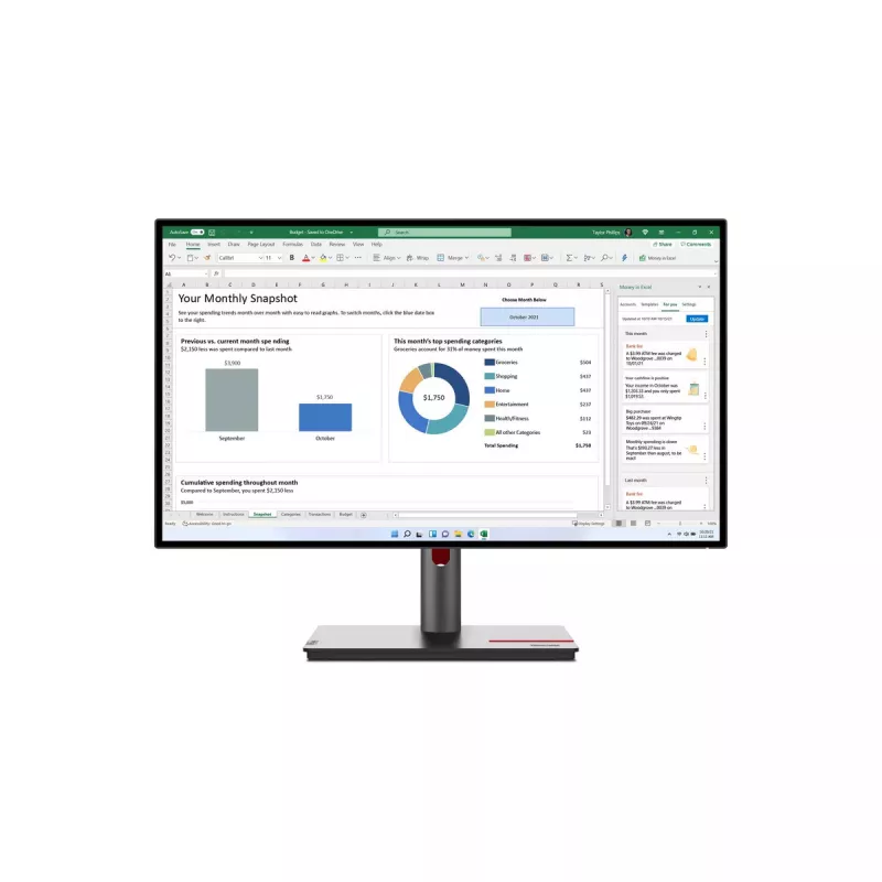 Kompiuterio monitorius Lenovo ThinkVision P27h-30, 68,6 cm (27 colių), 2560 x 1440, Quad HD, LCD, juodas