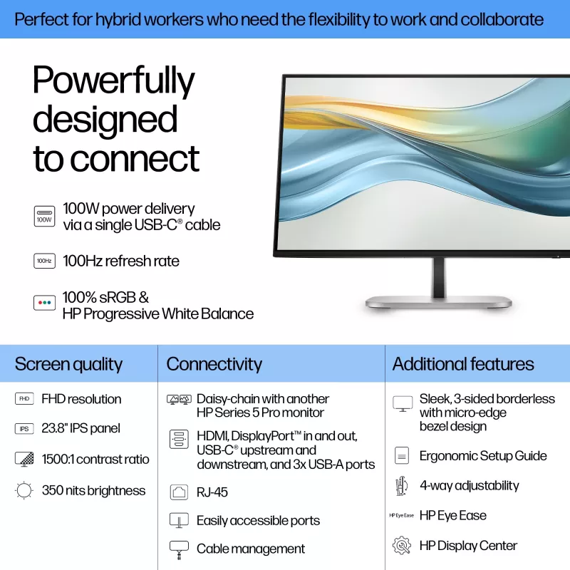 HP Series 5 Pro 23.8 col. FHD USB-C monitorius - 524pu