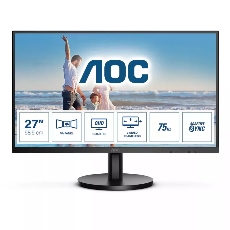 AOC B3 Q27B3MA/BK kompiuterio monitorius 68,6 cm (27 col.) 2560 x 1440 pikselių Quad HD LED juodas