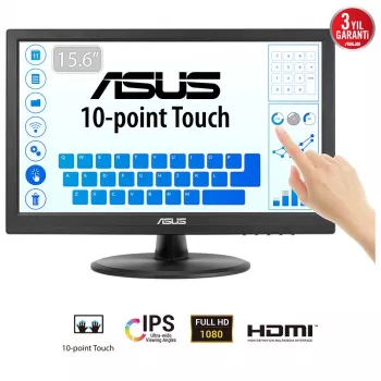 ASUS Touch VT169HE kompiuterio monitorius 39,6 cm (15,6 col.) 1920 x 1080 pikselių Full HD LED jutiklinis ekranas Stalinis Juoda
