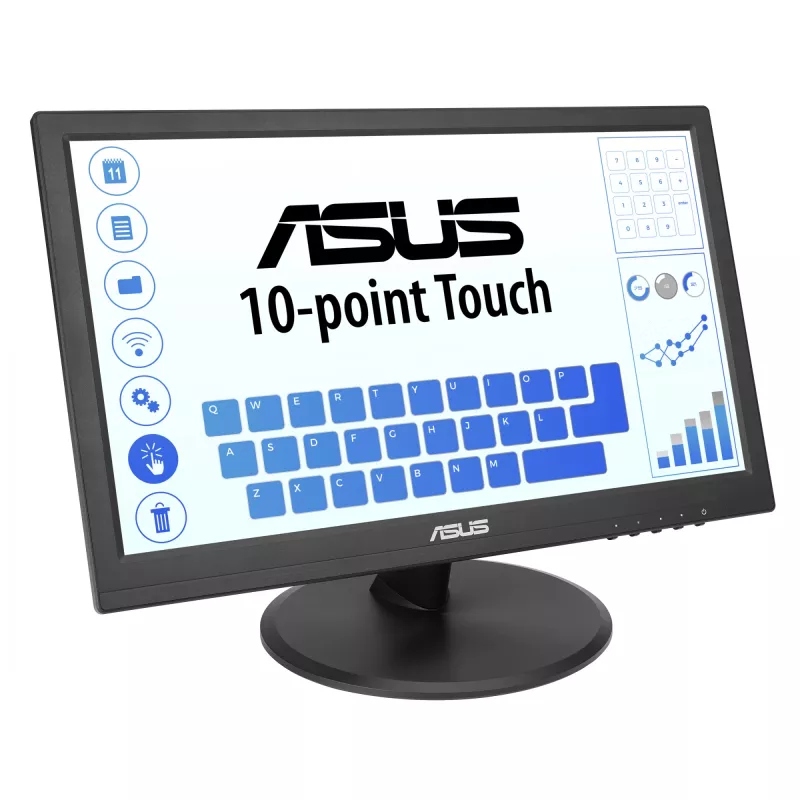 ASUS Touch VT169HE kompiuterio monitorius 39,6 cm (15,6 col.) 1920 x 1080 pikselių Full HD LED jutiklinis ekranas Stalinis Juoda