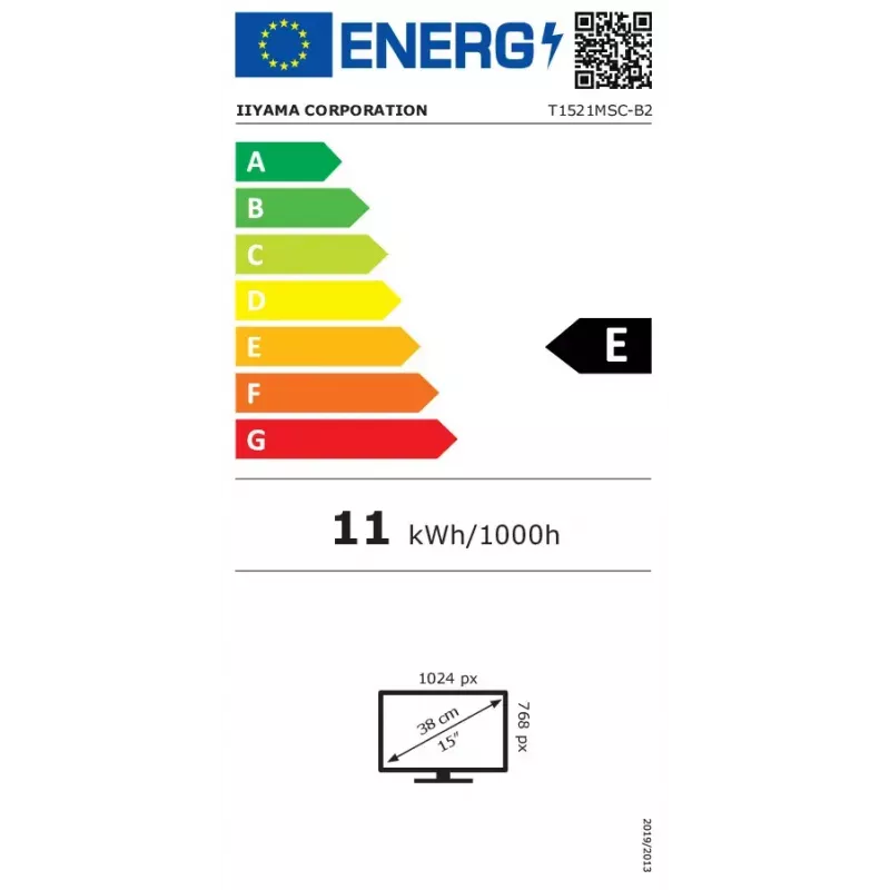 iiyama ProLite T1521MSC-B2 kompiuterio monitorius 38,1 cm (15 colių) 1024 x 768 pikselių XGA LED liečiamuoju ekranu, stalinis, juodos spalvos