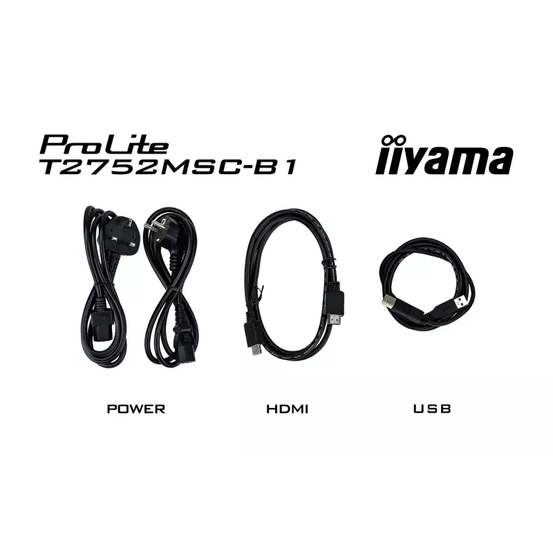 iiyama ProLite T2752MSC-B1 kompiuterio monitorius 68,6 cm (27 colių) 1920 x 1080 pikselių Full HD LED jutiklinis ekranas Juoda