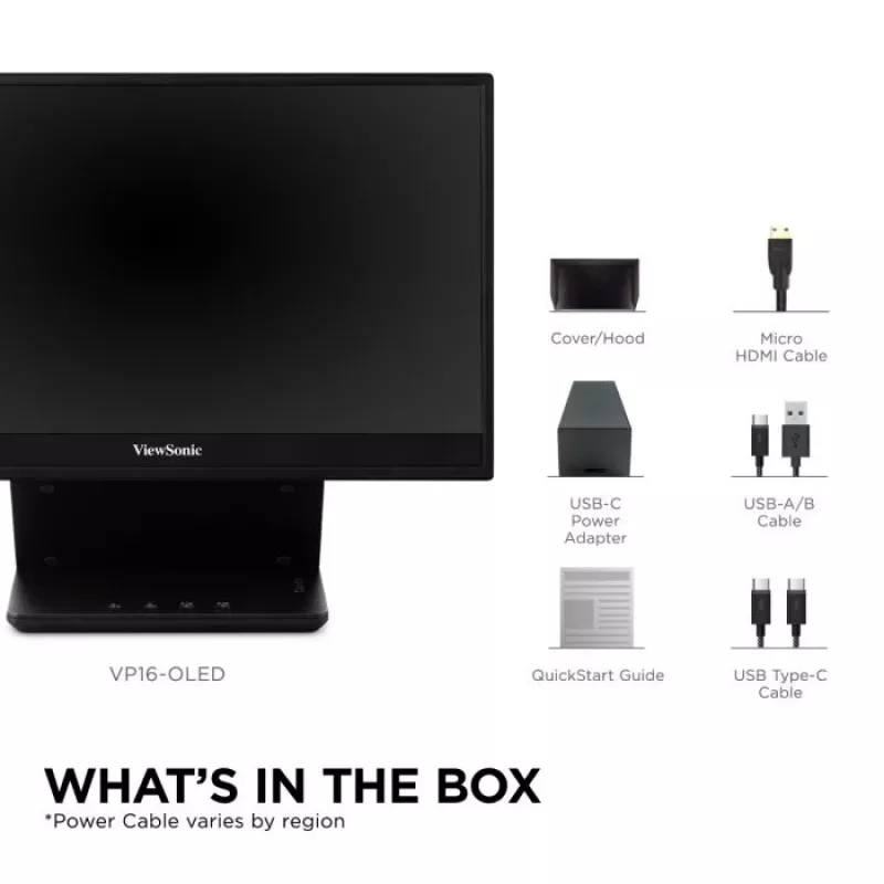 Viewsonic VP serijos VP16-OLED kompiuterio monitorius 40,6 cm (16 colių) 1920 x 1080 pikselių Full HD juodas