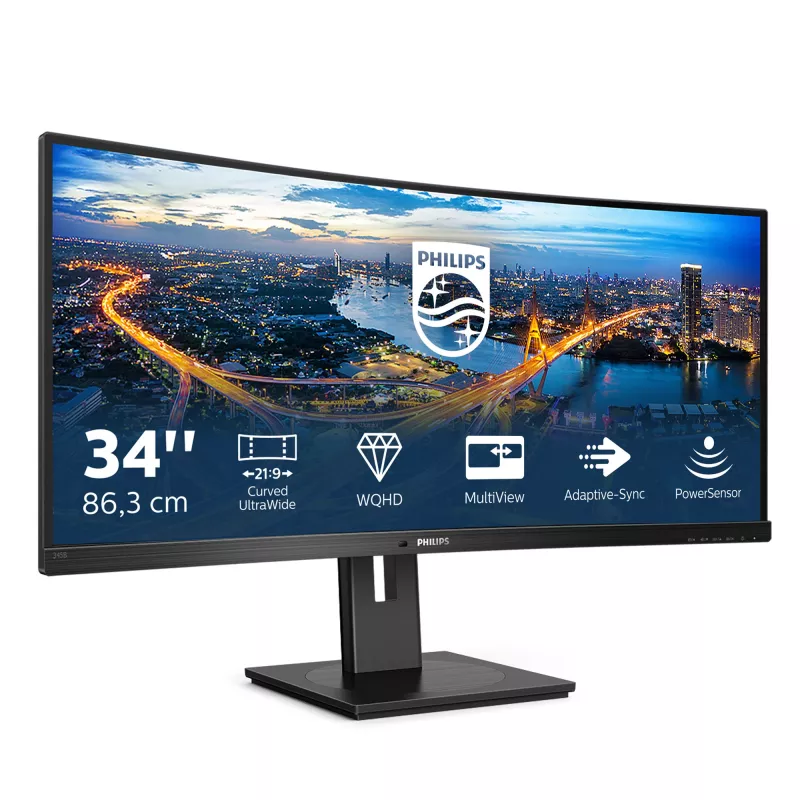 Philips B Line 345B1C/00 kompiuterio monitorius 86,4 cm (34 colių) 3440 x 1440 pikselių Quad HD LCD juodas