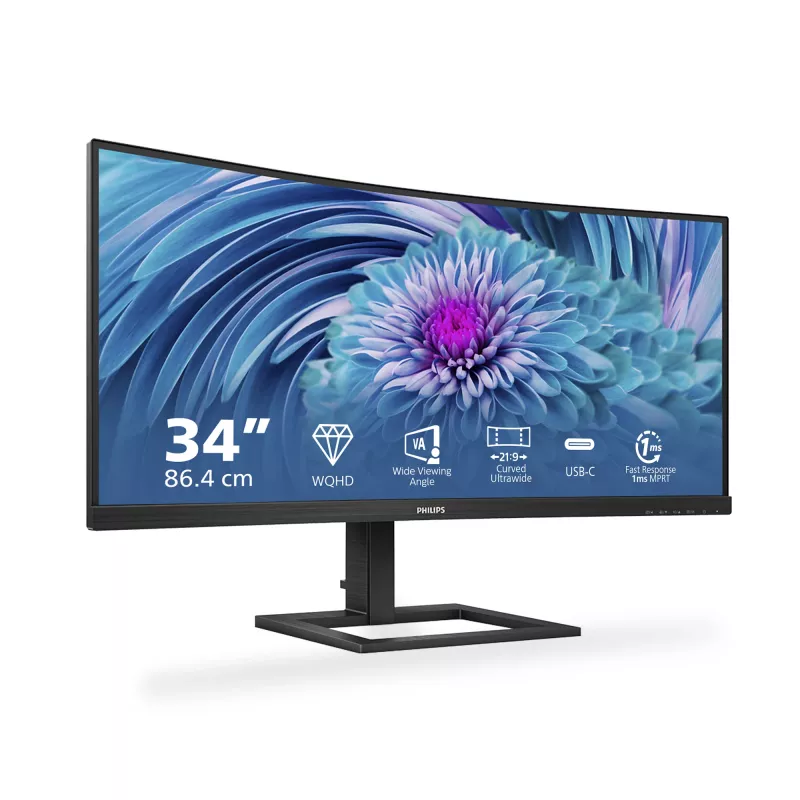 Philips E Line 346E2CUAE/00 kompiuterio monitorius 86,4 cm (34 col.) 3440 x 1440 pikselių „Wide Quad HD+“ LCD juodas
