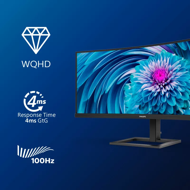 Philips E Line 346E2CUAE/00 kompiuterio monitorius 86,4 cm (34 col.) 3440 x 1440 pikselių „Wide Quad HD+“ LCD juodas