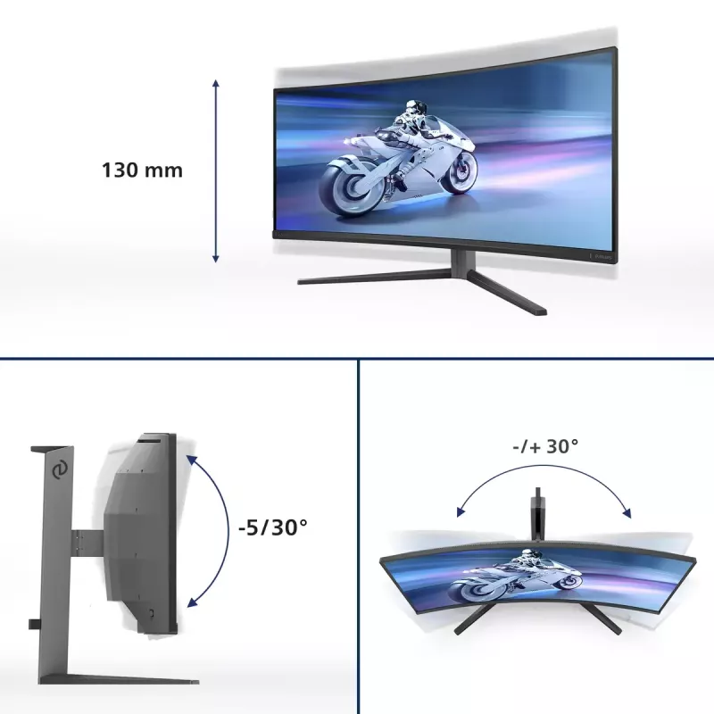 Philips Evnia 34M2C6500/00 kompiuterio monitorius 86,4 cm (34 colių) 3440 x 1440 pikselių Wide Quad HD QD-OLED pilka