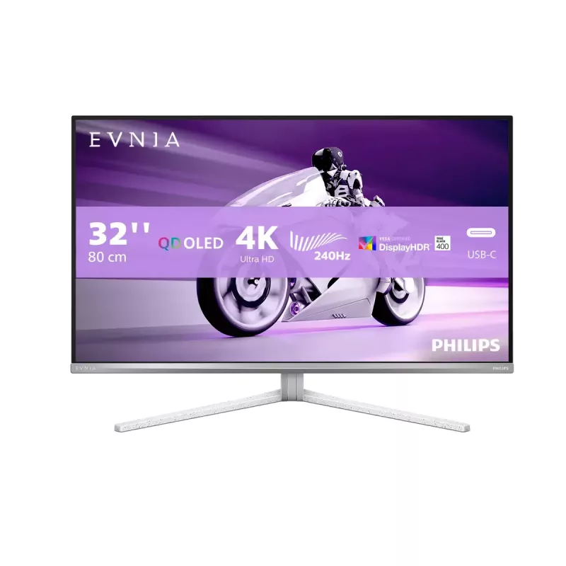 Philips Evnia 8000 32M2N8900/00 kompiuterio monitorius 80 cm (31,5 colio) 3840 x 2160 pikselių 4K Ultra HD QD-OLED Baltas