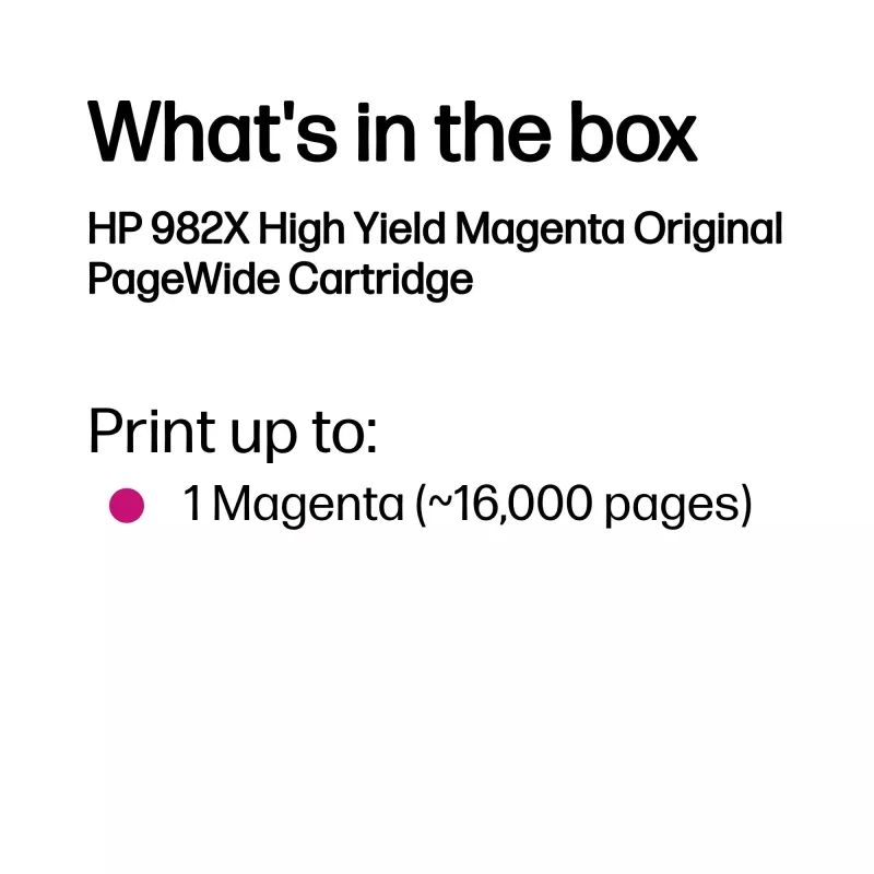 HP 982X didelės talpos purpurinis originalus „PageWide“ kasetė, purpurinė, 1 vnt., 16000 puslapių