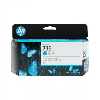 HP 738 žydros spalvos rašalo kasetė (modelis 498N5A), skirta suderinamiems HP spausdintuvams
