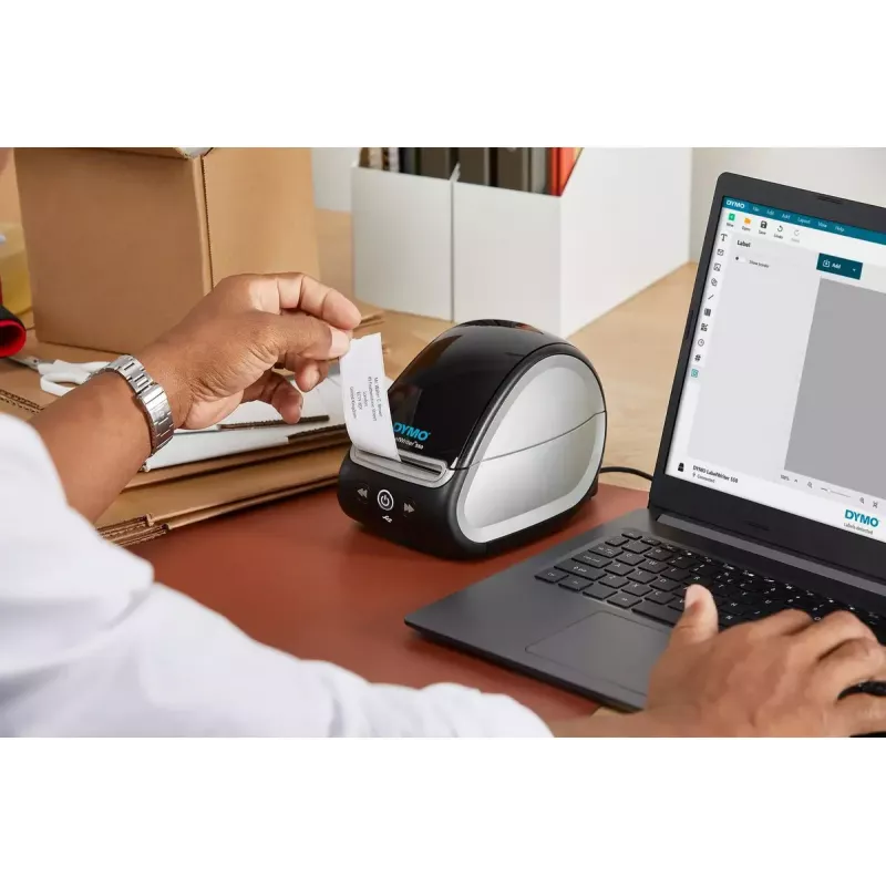 DYMO LabelWriter 550 etikečių spausdintuvas | Etikečių kūrimo įrenginys su tiesiogine termine spauda | Automatinis etikečių atpažinimas | Spausdina adresų etiketes, siuntų etiketes, brūkšninių kodų etiketes ir kt. | ES 2 kaiščių kištukas