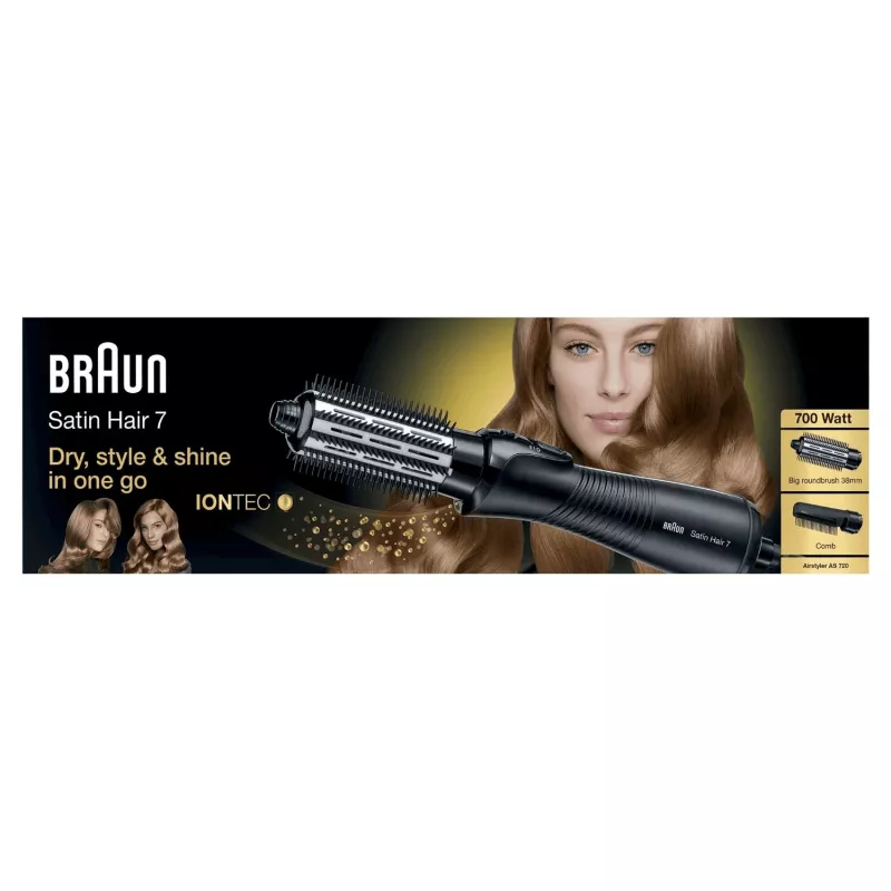 Braun Satin Hair 7 AS720 karšto oro šepetys šiltas juodas 700 W 2 m